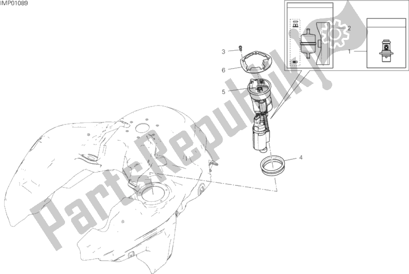 Todas as partes de Bomba De Combustivel do Ducati Multistrada 1260 ABS USA 2020
